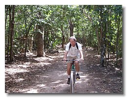 2005 01 22 6 Coba bicycling on a 1200 year old Sacbe